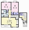 ラフィネシャトレーⅡ番館Ｂ 2LDKの間取り
