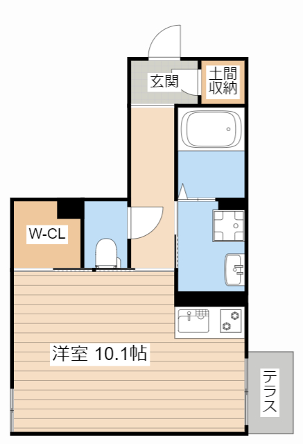 京町エンジェル 1Rの間取り