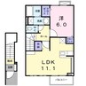 サニーハウスＨａｇｉｗａｒａⅢ 1LDKの間取り
