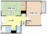 菩提樹ハイツB 2Kの間取り