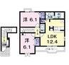 アプリコット宝積 2LDKの間取り