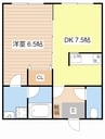 バーデーハイツ 1DKの間取り