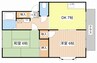ハイツ東江 2DKの間取り