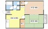 シティハイムなかがわ 2DKの間取り