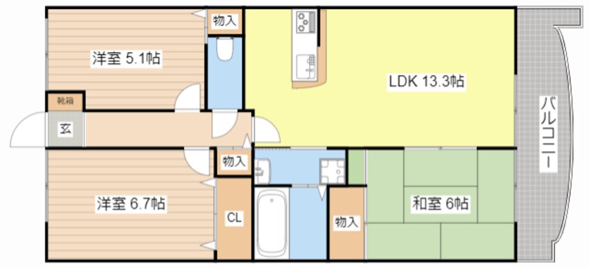 間取図 ロータリーマンション西大津ラクスヒルズ