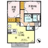 リビングタウン貴生川　A棟 2LDKの間取り