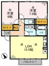 サンシャイン湖舟　Ｂ棟 2LDKの間取り