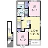 ヒカルサ大津唐崎Ⅰ 2LDKの間取り