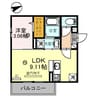 プラートコート今津 1LDKの間取り