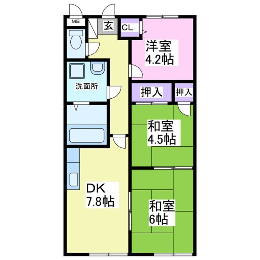 間取図 メゾン萩原　B棟