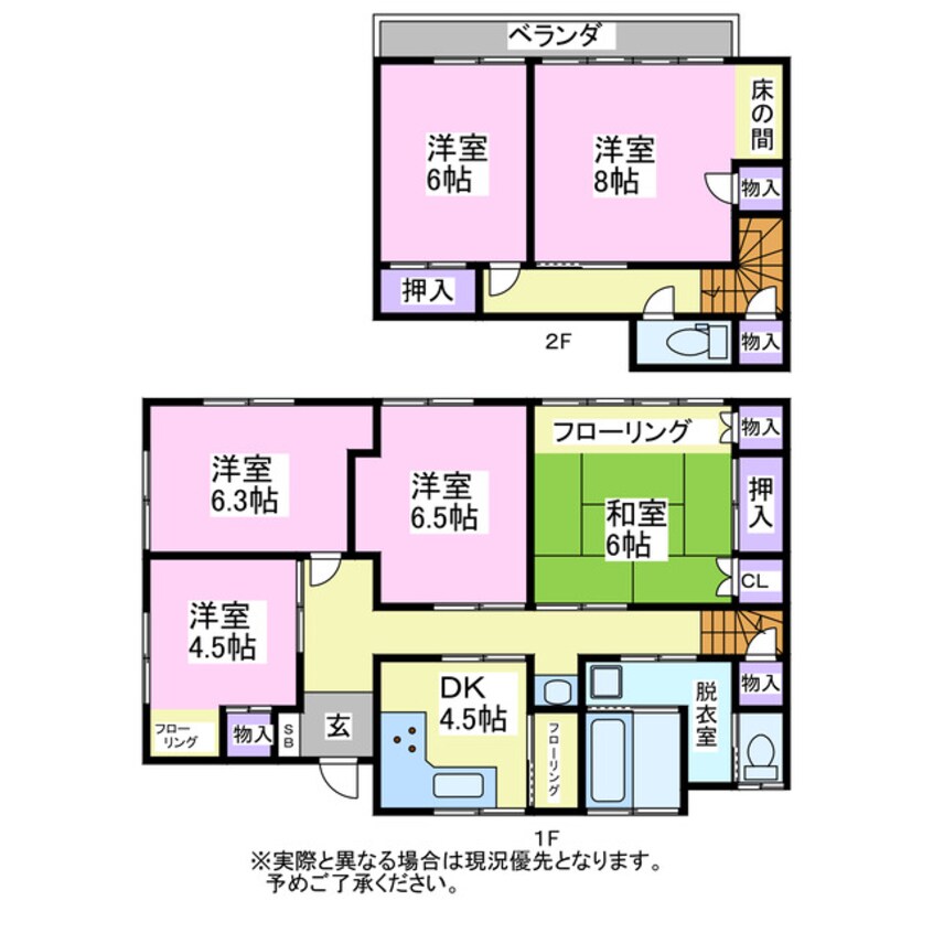 間取図 大網白里市富田の戸建貸家