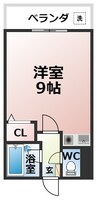 アップルハウス 1Rの間取り