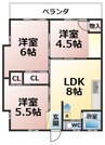 永江コーポ2 3LDKの間取り