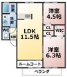 レトア歴木A 2LDKの間取り