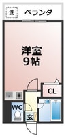 アップルハウス 1Rの間取り