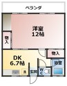 中嶋コーポ 1DKの間取り