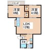 永江コーポ3 2LDKの間取り