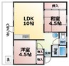 オアシス天領 2LDKの間取り