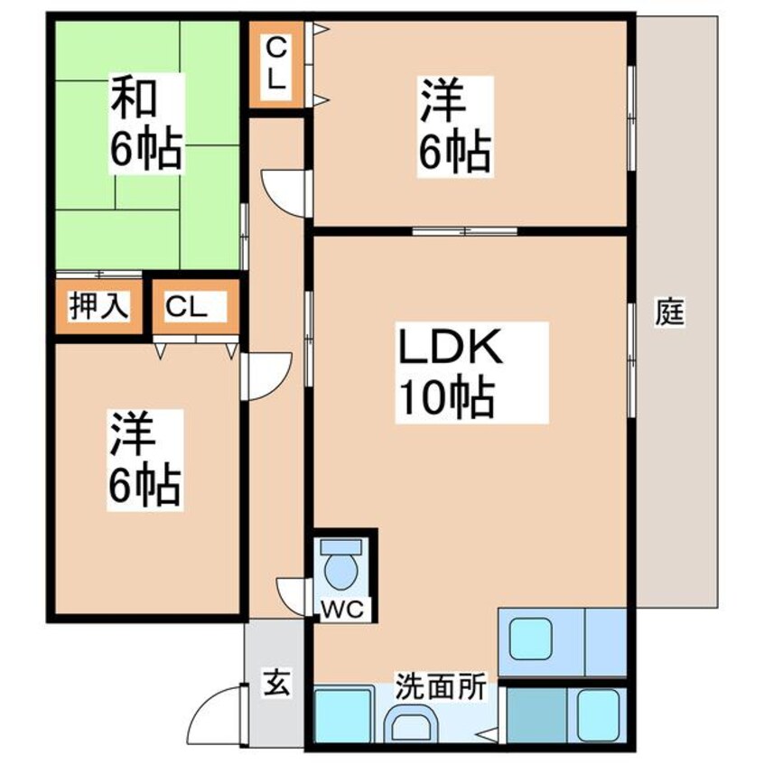 間取図 サンガーデン田中B棟