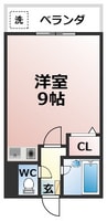 アップルハウス 1Rの間取り