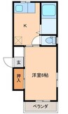 七五三第一マンション 1Kの間取り
