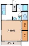 ヴィラ塚ノ越 1Kの間取り