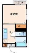 サニーウェル 1Kの間取り
