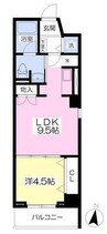 ロワジール愛谷 1LDKの間取り