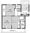 ビレッジハウス黒須野1号棟 2DKの間取り
