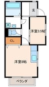コーポOKAMOTO 1LDKの間取り