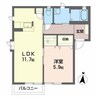 コスモリバー 1LDKの間取り