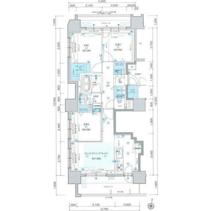 間取図 プレシス知事公館前WEST
