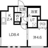 グランディール円山　ウエスト 1LDKの間取り