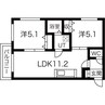 Treventi美術館西 2LDKの間取り
