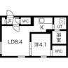 イクス北円山 1LDKの間取り