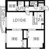 メディオフラム札幌 2LDKの間取り