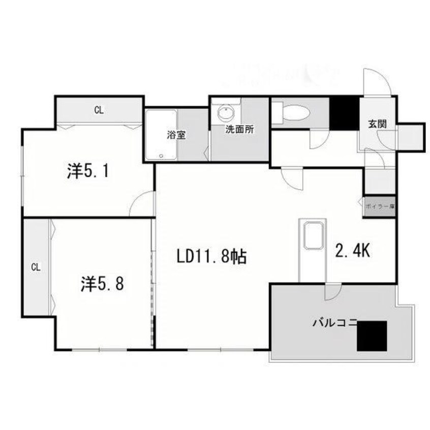 間取図 HS COURT 医大前