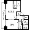 ドエル円山 1LDKの間取り