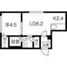 ペシェ北大西 1LDKの間取り