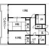 アルファスクエア円山 2LDKの間取り