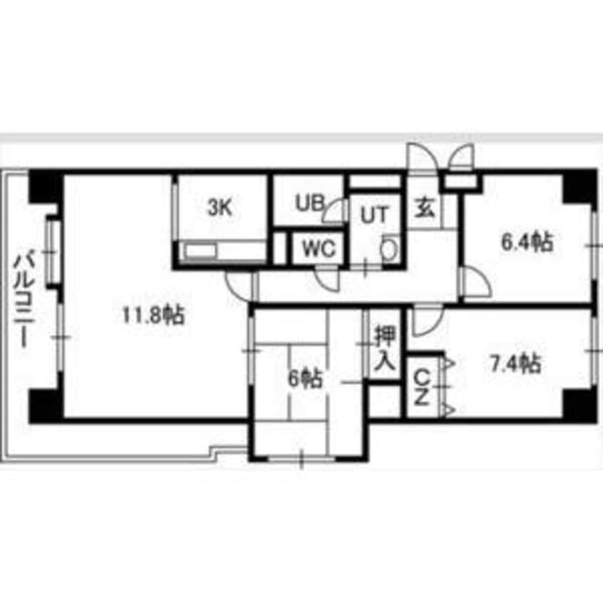 間取図 アルファスクエア円山