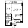 バロンドール 1LDKの間取り