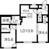 ブランシャール桑園STATION 2LDKの間取り