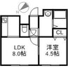フォーレスト円山北 1LDKの間取り