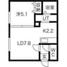 パストラーレ円山 1LDKの間取り