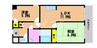 グランデュール今1号館 2LDKの間取り