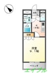 ルナ・アルカディア参番館 1Kの間取り