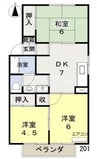 リベルテひらたC棟 3DKの間取り