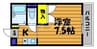 ソレイユ 1Kの間取り