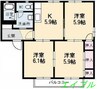 グランシード　Ｃ棟 3Kの間取り